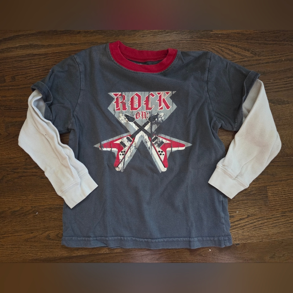 ARIZONA Boys Large/5 "Rock On" Double Sleeve Tee